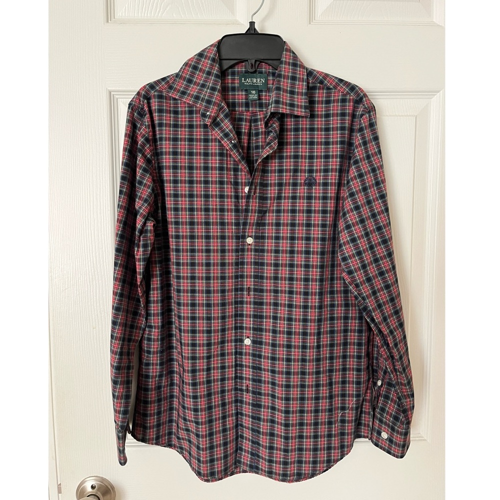 Ralph Lauren Red & Black Button Down Shirt - Youth Size 16